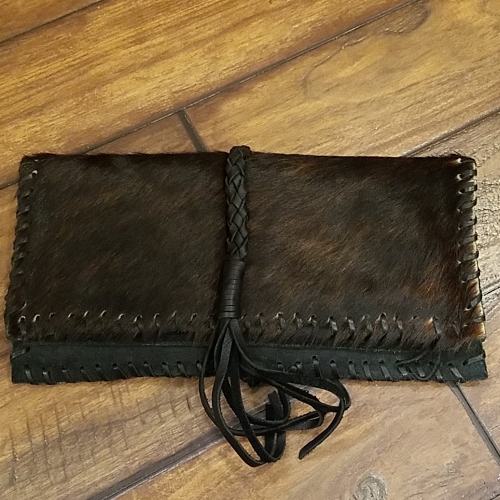 Cowhide and Leather Clutch